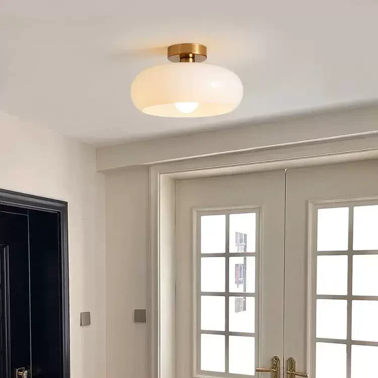 AmberLight: Round Glass Ceiling Lamp in Warm Amber Tone