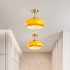 AmberLight: Round Glass Ceiling Lamp in Warm Amber Tone