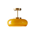 AmberLight: Round Glass Ceiling Lamp in Warm Amber Tone