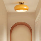 AmberLight: Round Glass Ceiling Lamp in Warm Amber Tone
