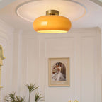 AmberLight: Round Glass Ceiling Lamp in Warm Amber Tone