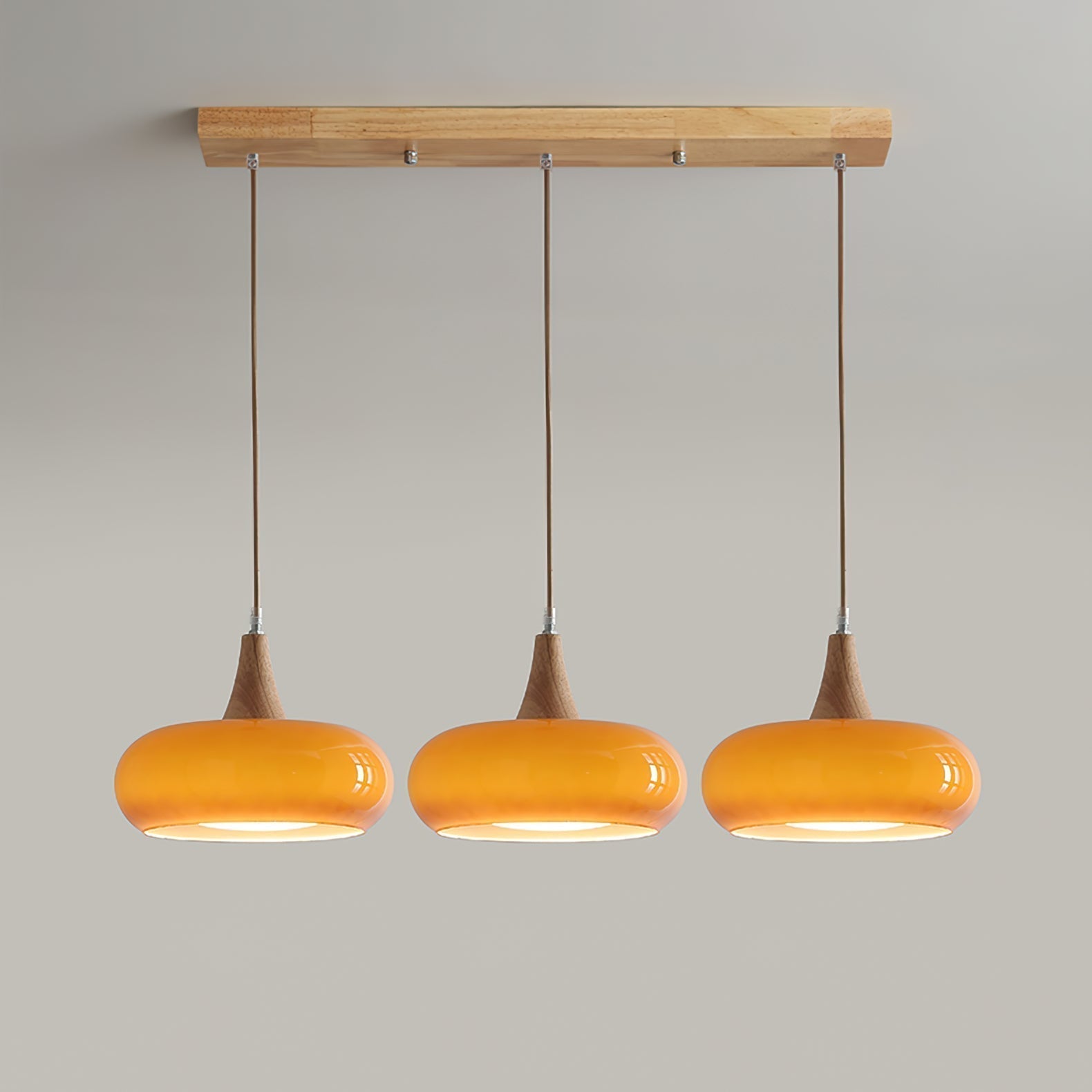 AmberLign: Wood Glass Pendant Light – Warm Hanging Lamp for Dining Room & Kitchen