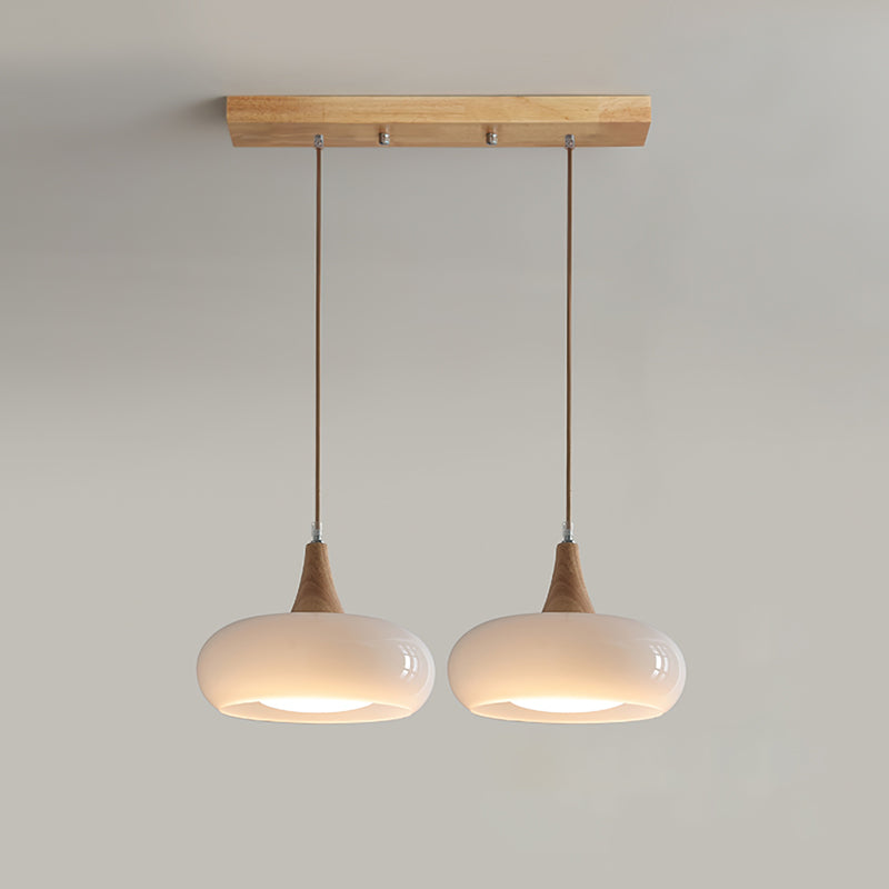 AmberLign: Wood Glass Pendant Light – Warm Hanging Lamp for Dining Room & Kitchen