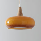 AmberLign: Wood Glass Pendant Light – Warm Hanging Lamp for Dining Room & Kitchen