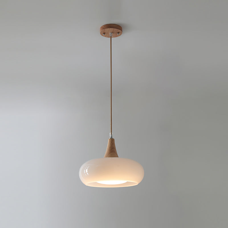 AmberLign: Wood Glass Pendant Light – Warm Hanging Lamp for Dining Room & Kitchen