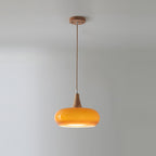 AmberLign: Wood Glass Pendant Light – Warm Hanging Lamp for Dining Room & Kitchen