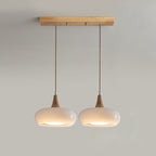 AmberLign: Wood Glass Pendant Light – Warm Hanging Lamp for Dining Room & Kitchen