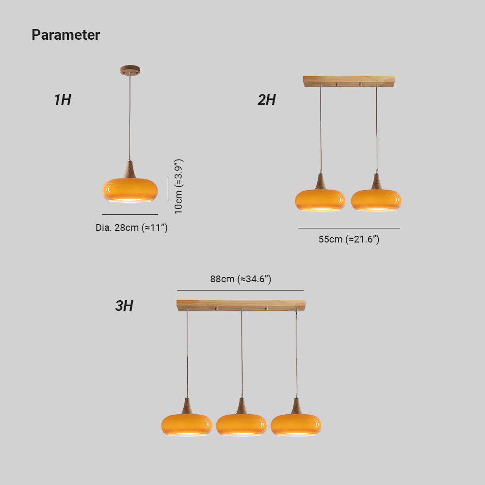 AmberLign: Wood Glass Pendant Light – Warm Hanging Lamp for Dining Room & Kitchen