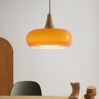 AmberLign: Wood Glass Pendant Light – Warm Hanging Lamp for Dining Room & Kitchen