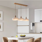 AmberLign: Wood Glass Pendant Light – Warm Hanging Lamp for Dining Room & Kitchen