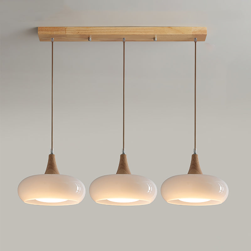 AmberLign: Wood Glass Pendant Light – Warm Hanging Lamp for Dining Room & Kitchen