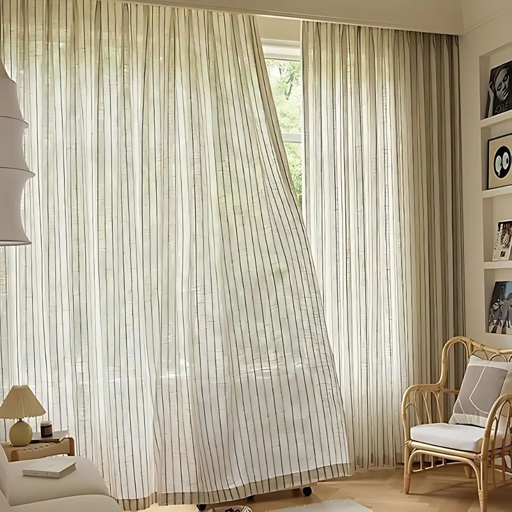 AmbienteStripes: Semi-Transparent Curtains with Vertical Stripes – Stylish & Cozy for Modern Decor