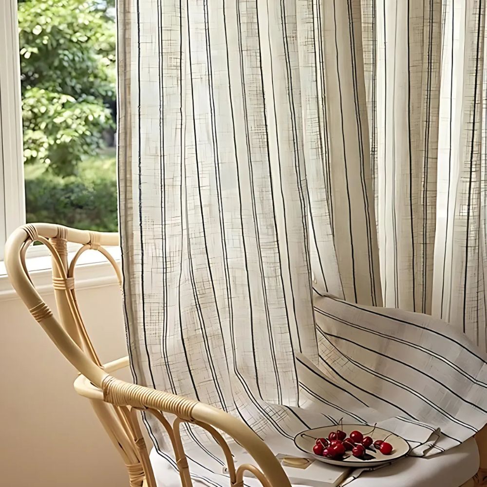 AmbienteStripes: Semi-Transparent Curtains with Vertical Stripes – Stylish & Cozy for Modern Decor
