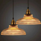 LuxeVibe Pendant Light | Ribbed Glass Shade, Brass Finish