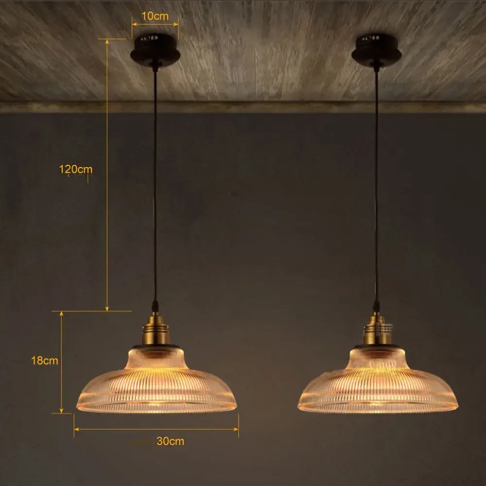 LuxeVibe Pendant Light | Ribbed Glass Shade, Brass Finish