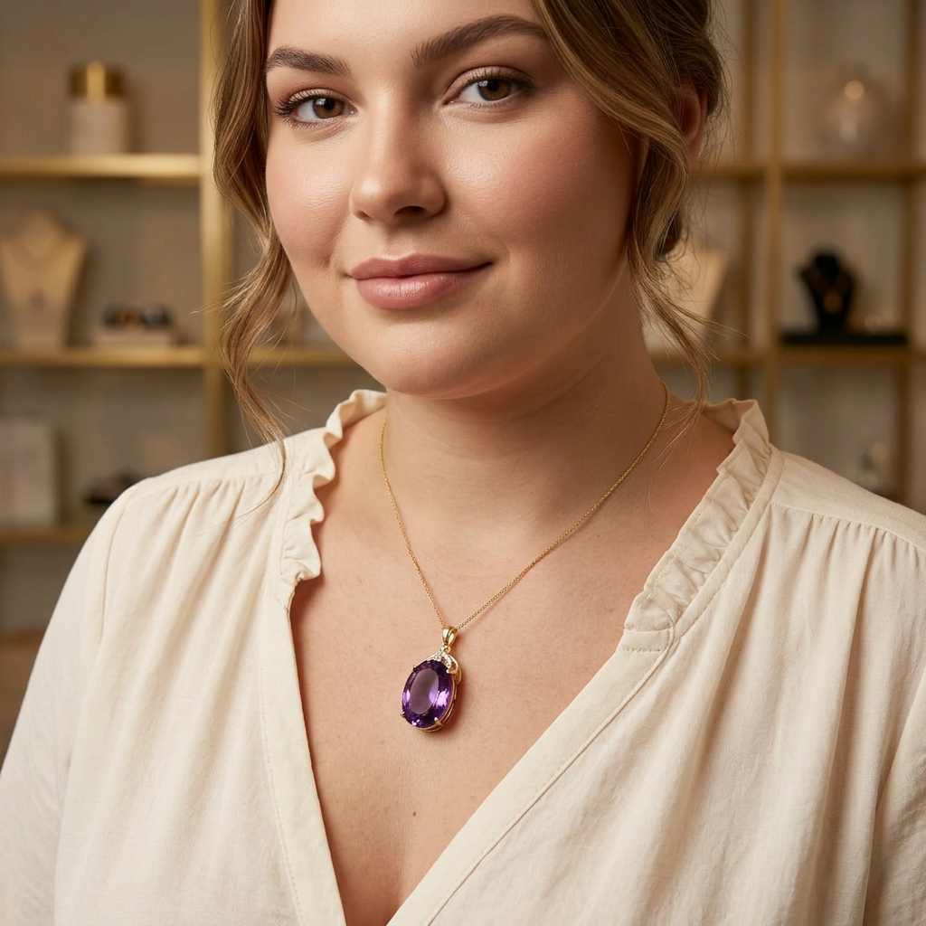 Elegant Pendant Necklace for Women Oval-Cut