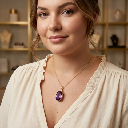 Elegant Pendant Necklace for Women Oval-Cut
