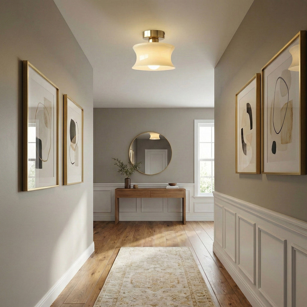 Anath Opal Glass Flush Ceiling Light