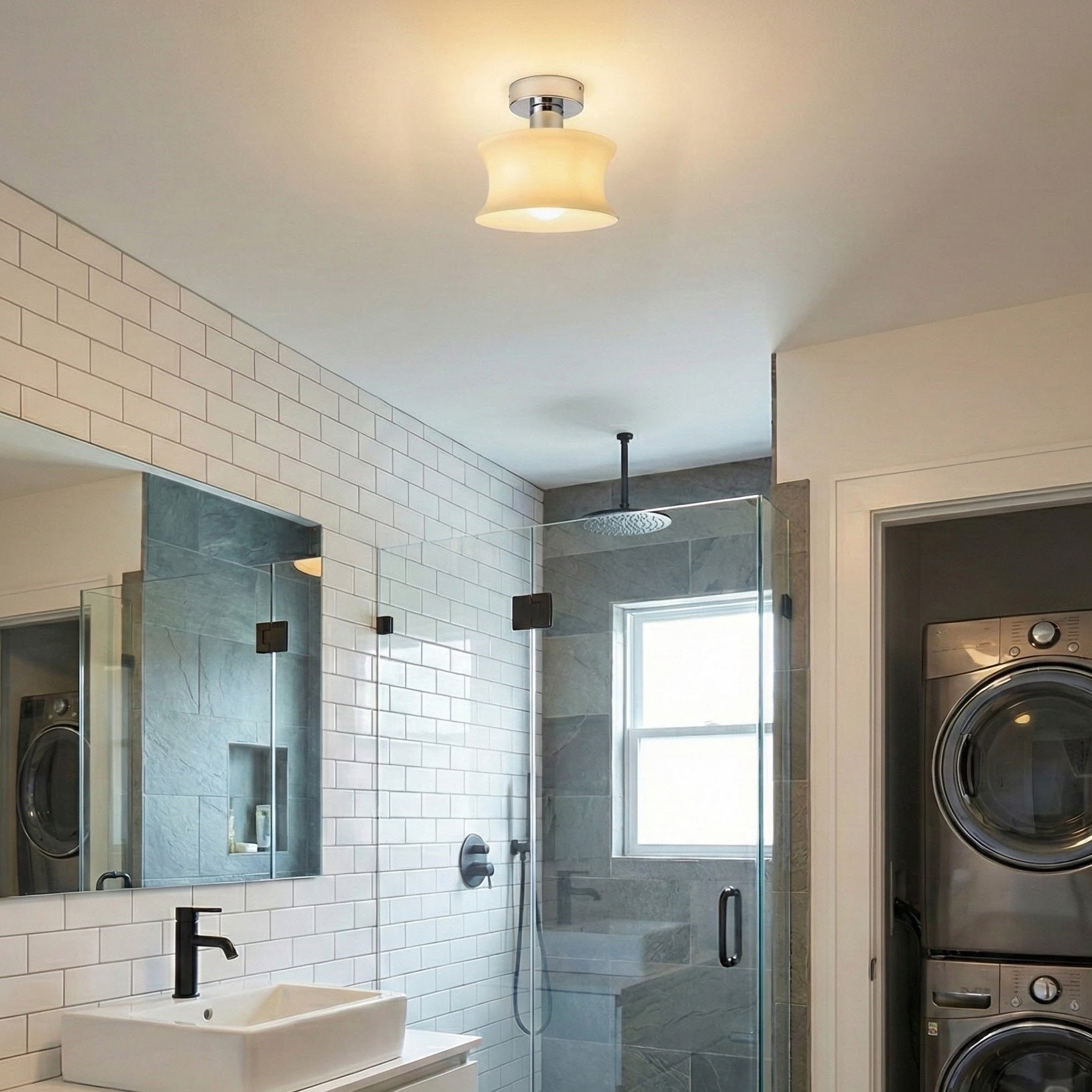 Anath Opal Glass Flush Ceiling Light