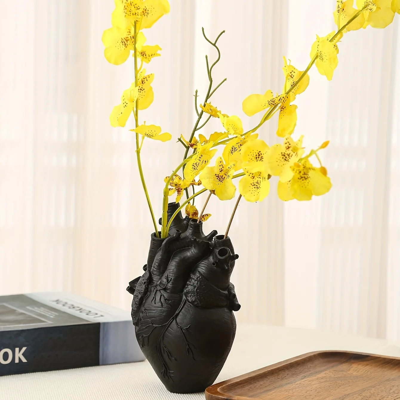 Anatomical Heart Vase, Resin Material, Textured Design