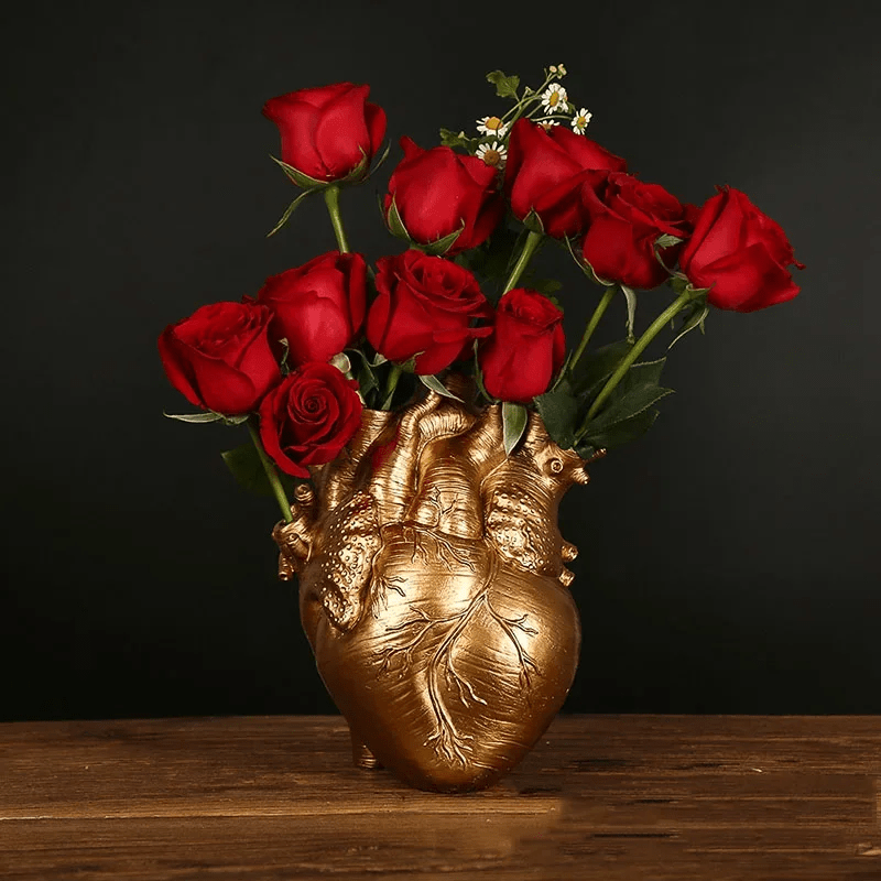Anatomical Heart Vase, Resin Material, Textured Design