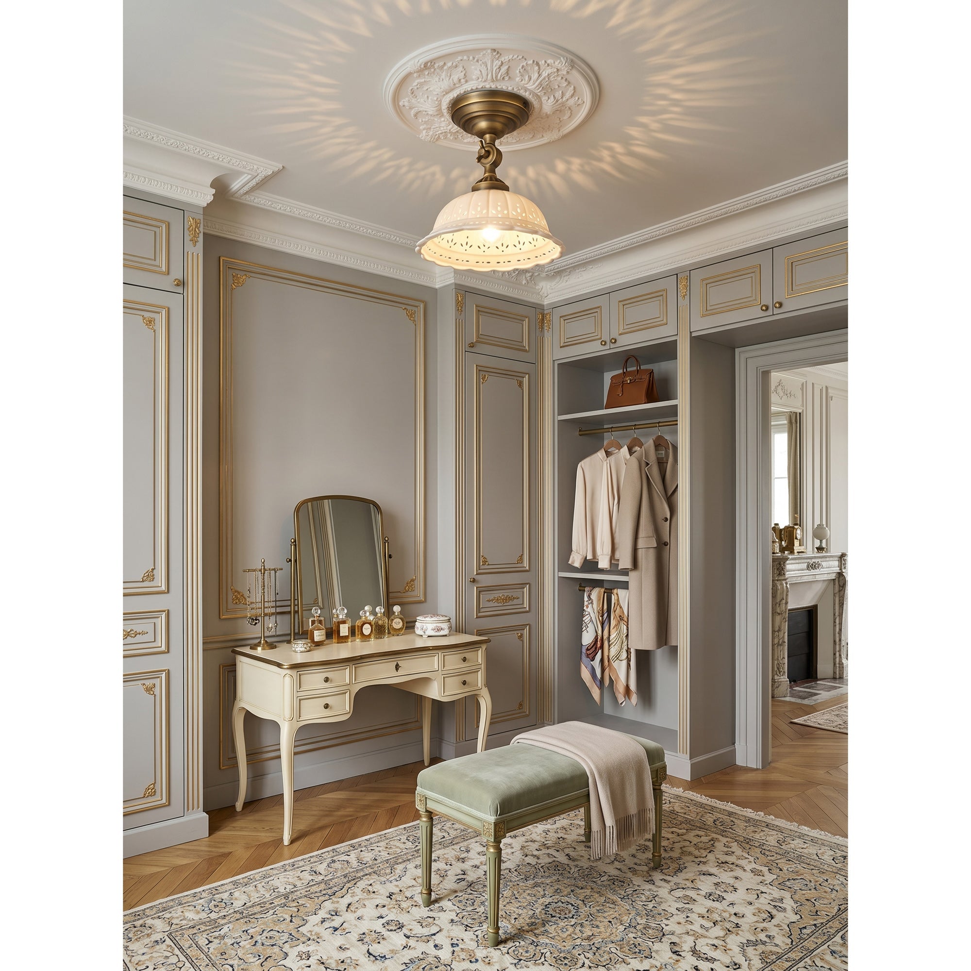 Anita Ceramic Semi-Flush Ceiling Light
