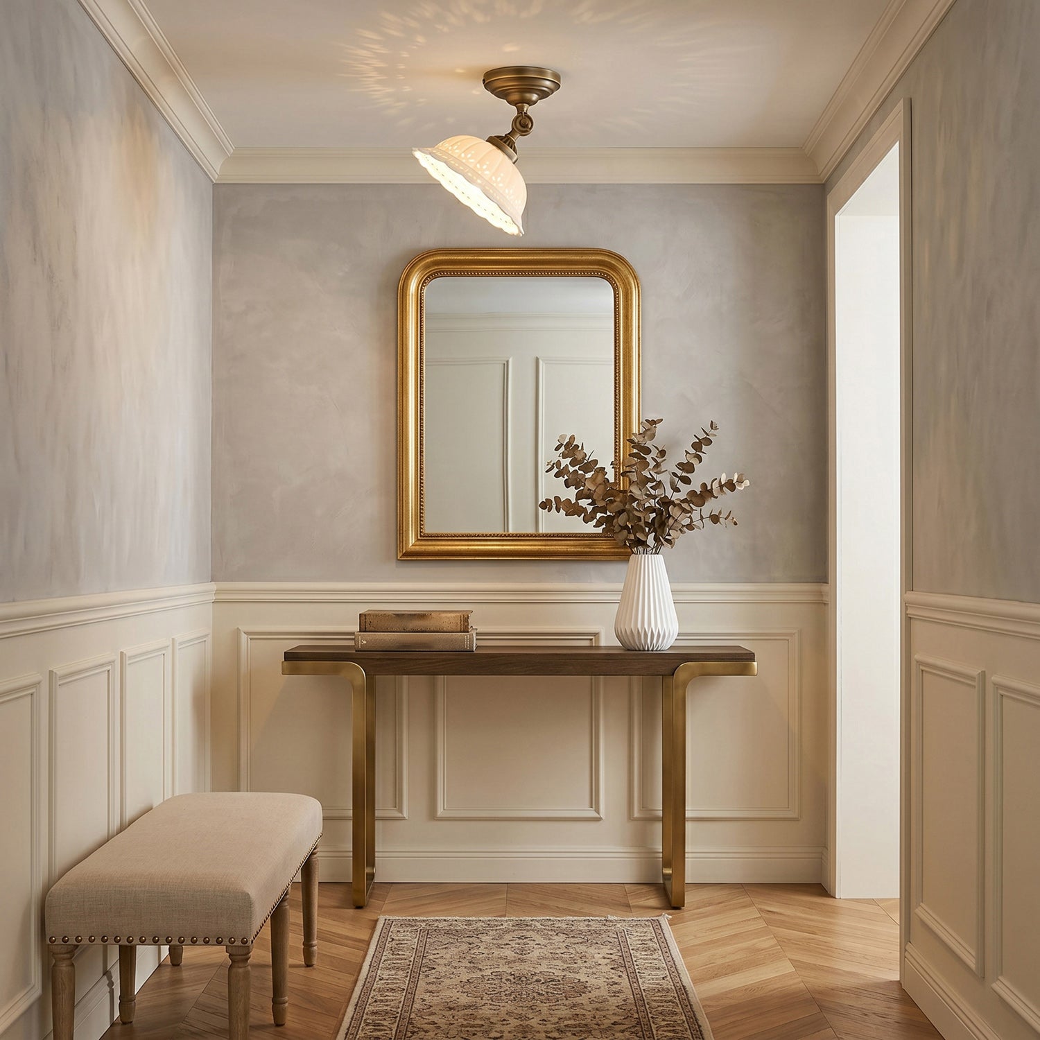Anita Ceramic Semi-Flush Ceiling Light