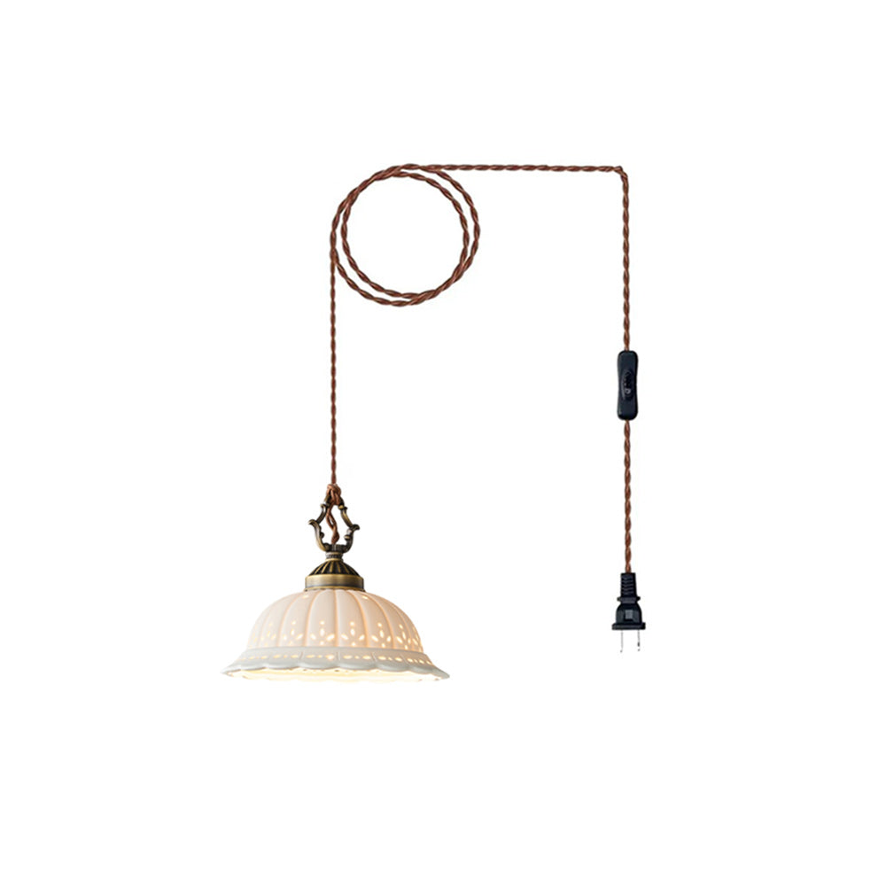 Anita Plug-In Ceramic Swag Pendant Light