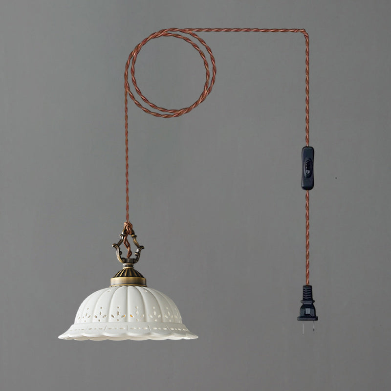 Anita Plug-In Ceramic Swag Pendant Light