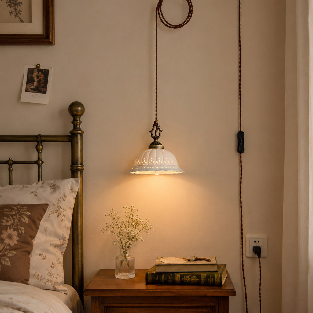 Anita Plug-In Ceramic Swag Pendant Light
