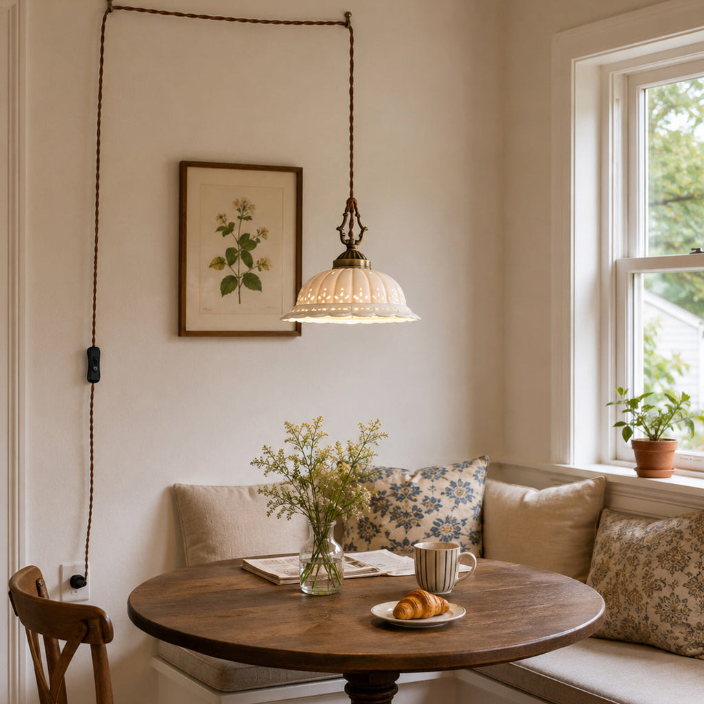 Anita Plug-In Ceramic Swag Pendant Light