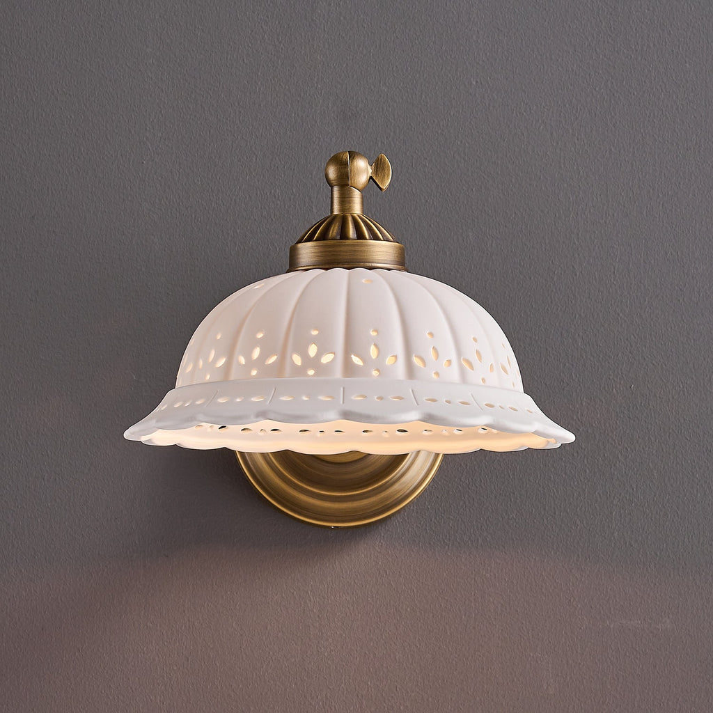 Anita Vintage Ceramic Wall Sconce with Brass Arm