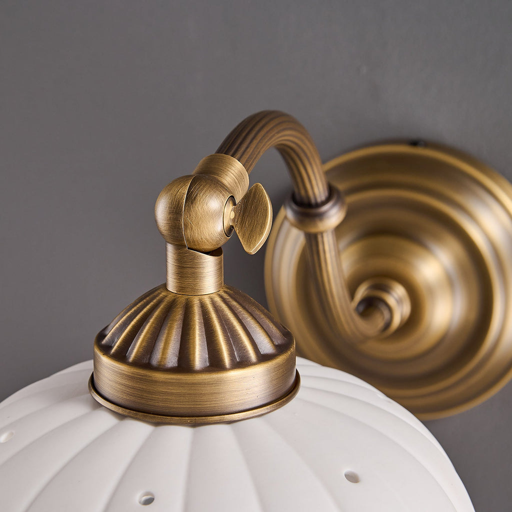 Anita Vintage Ceramic Wall Sconce with Brass Arm