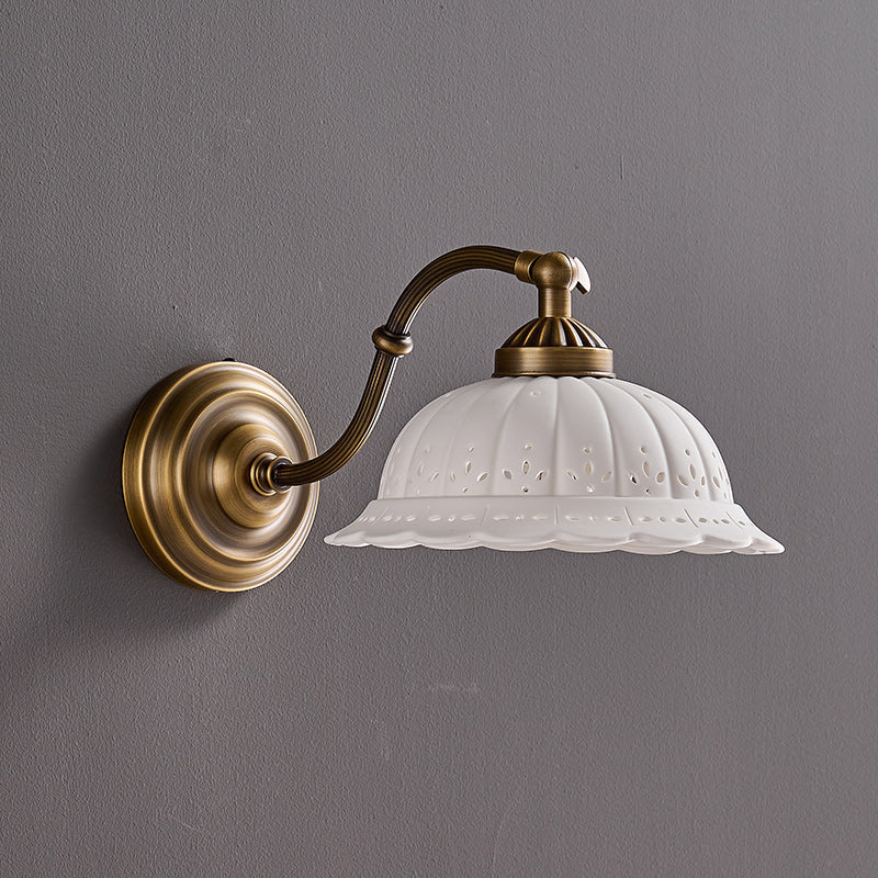 Anita Vintage Ceramic Wall Sconce with Brass Arm