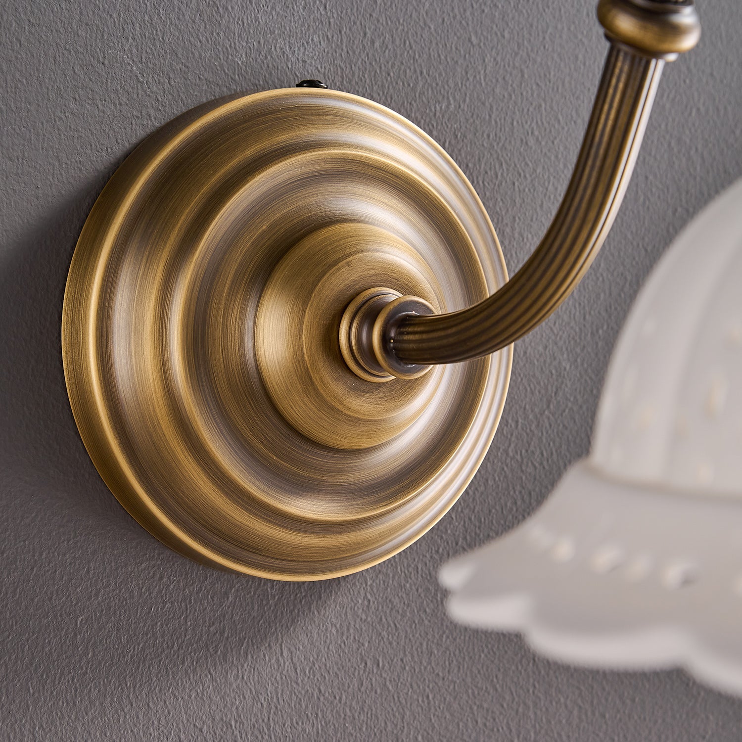 Anita Vintage Ceramic Wall Sconce with Brass Arm