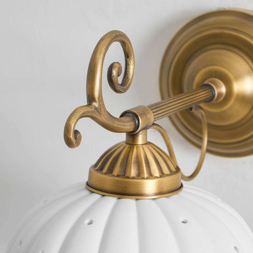 Anita Vintage Ceramic Wall Sconce with Brass Arm