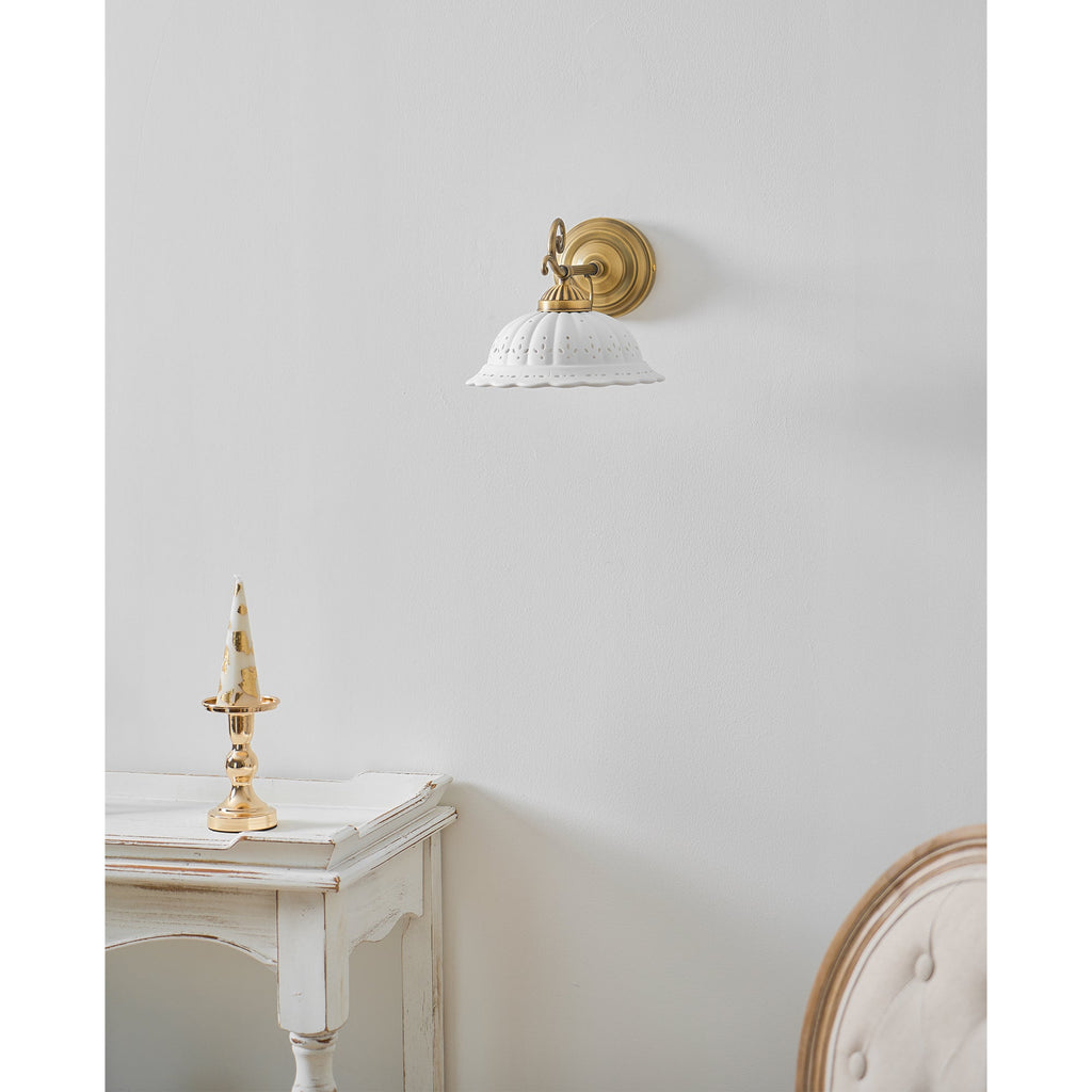 Anita Vintage Ceramic Wall Sconce with Brass Arm