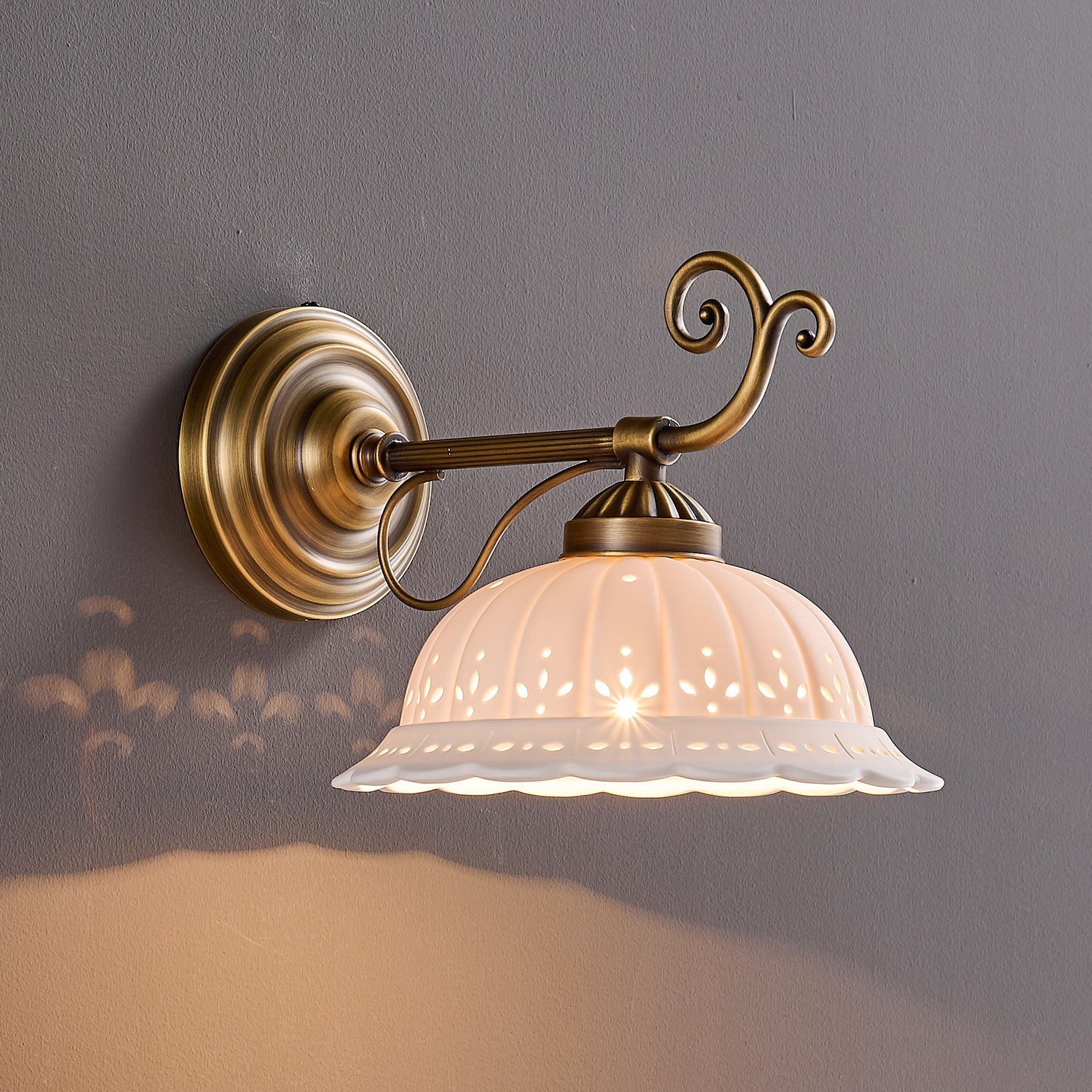 Anita Vintage Ceramic Wall Sconce with Brass Arm