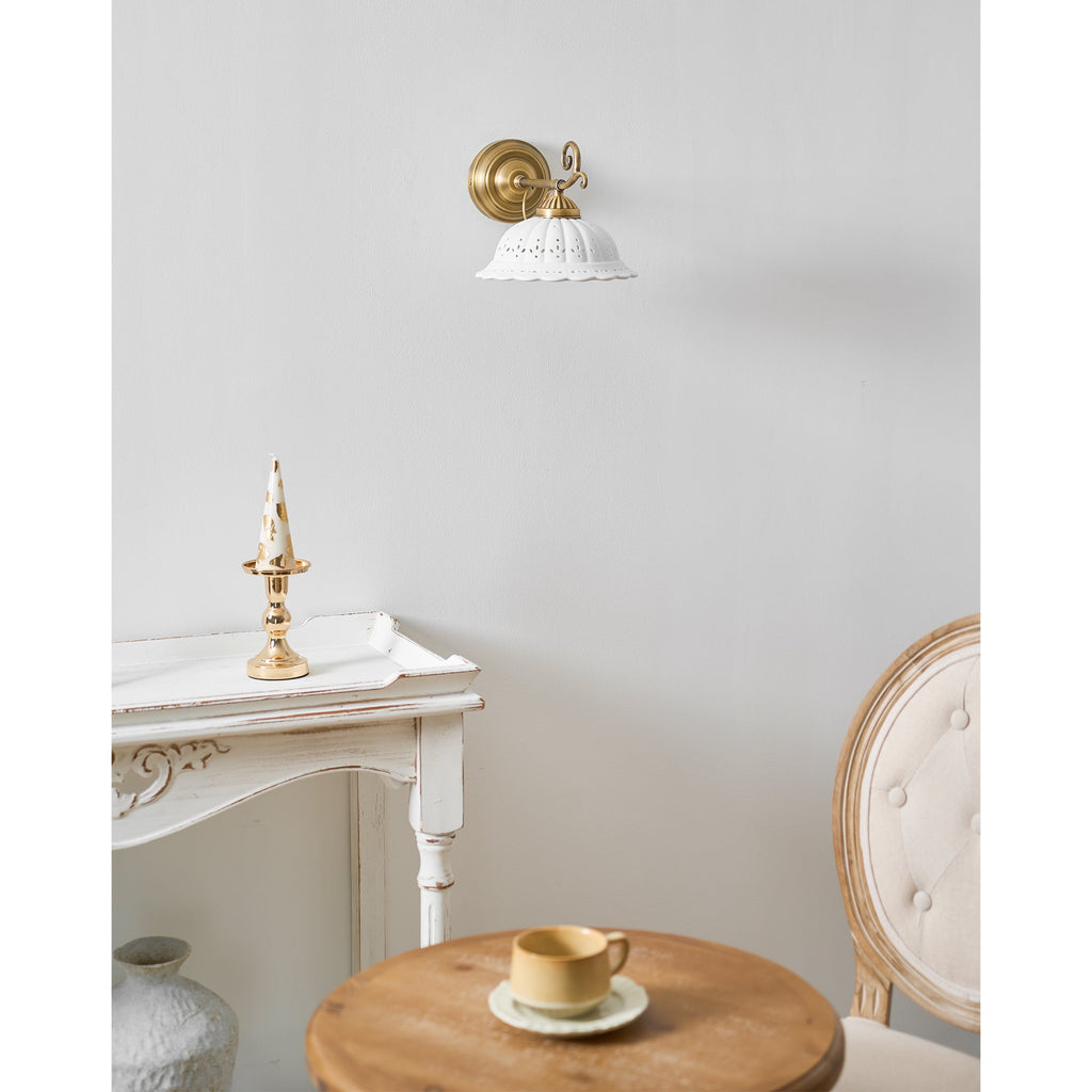 Anita Vintage Ceramic Wall Sconce with Brass Arm