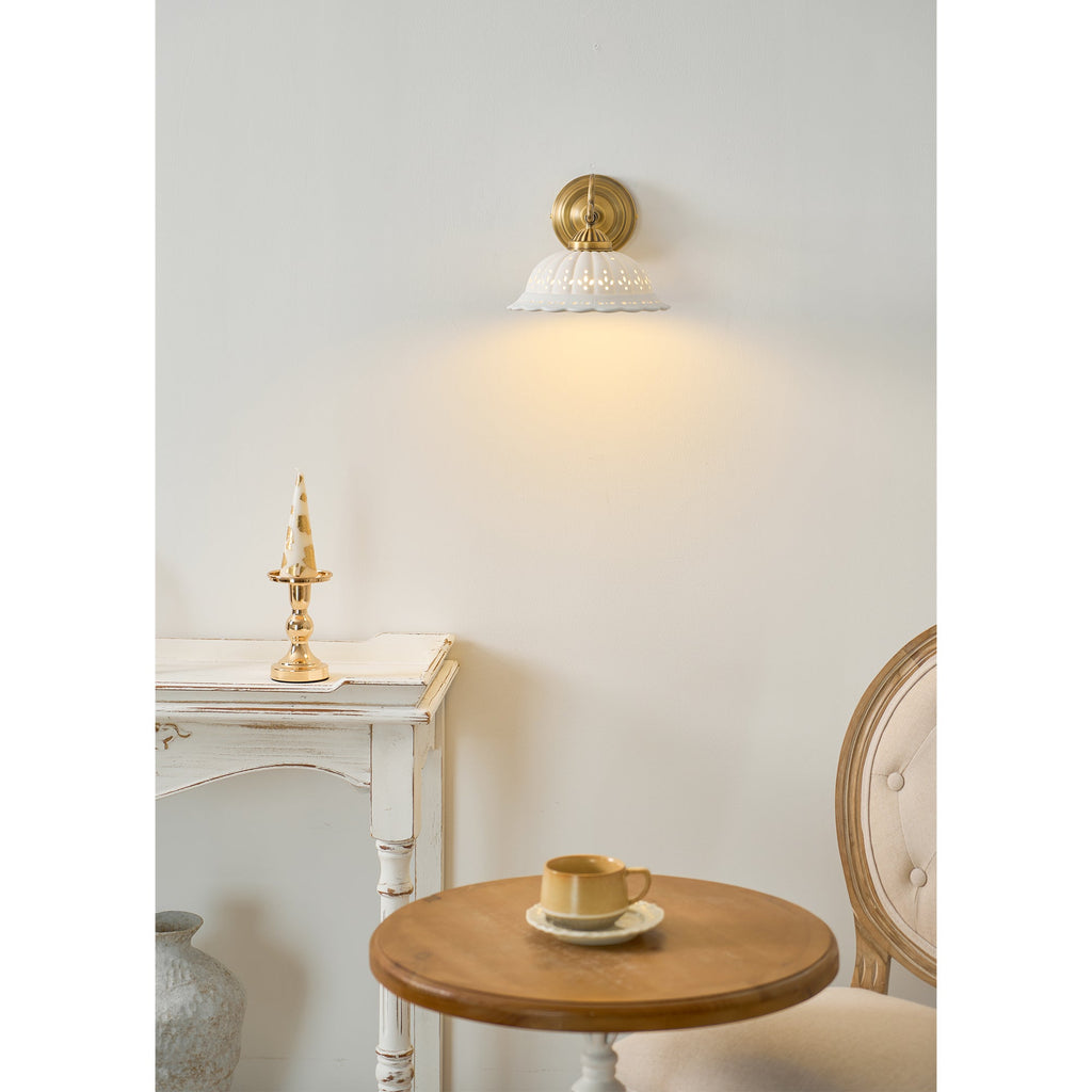 Anita Vintage Ceramic Wall Sconce with Brass Arm