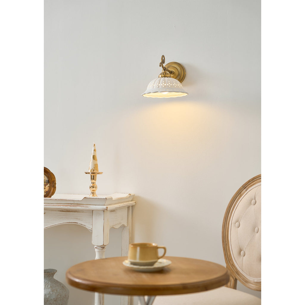 Anita Vintage Ceramic Wall Sconce with Brass Arm