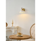 Anita Vintage Ceramic Wall Sconce with Brass Arm