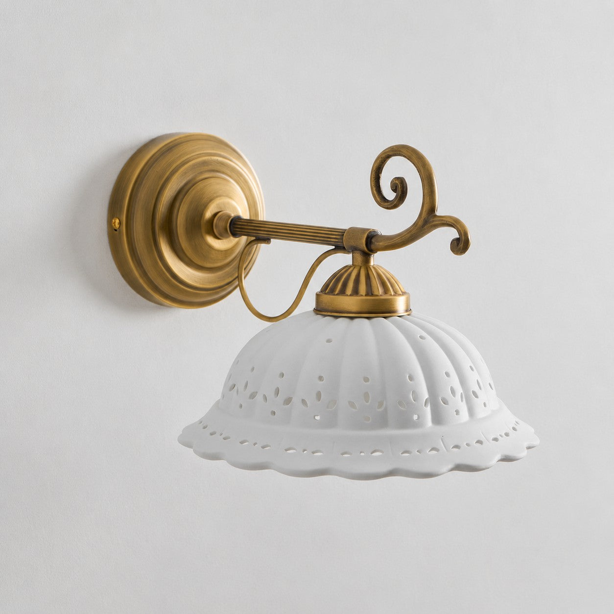 Anita Vintage Ceramic Wall Sconce with Brass Arm