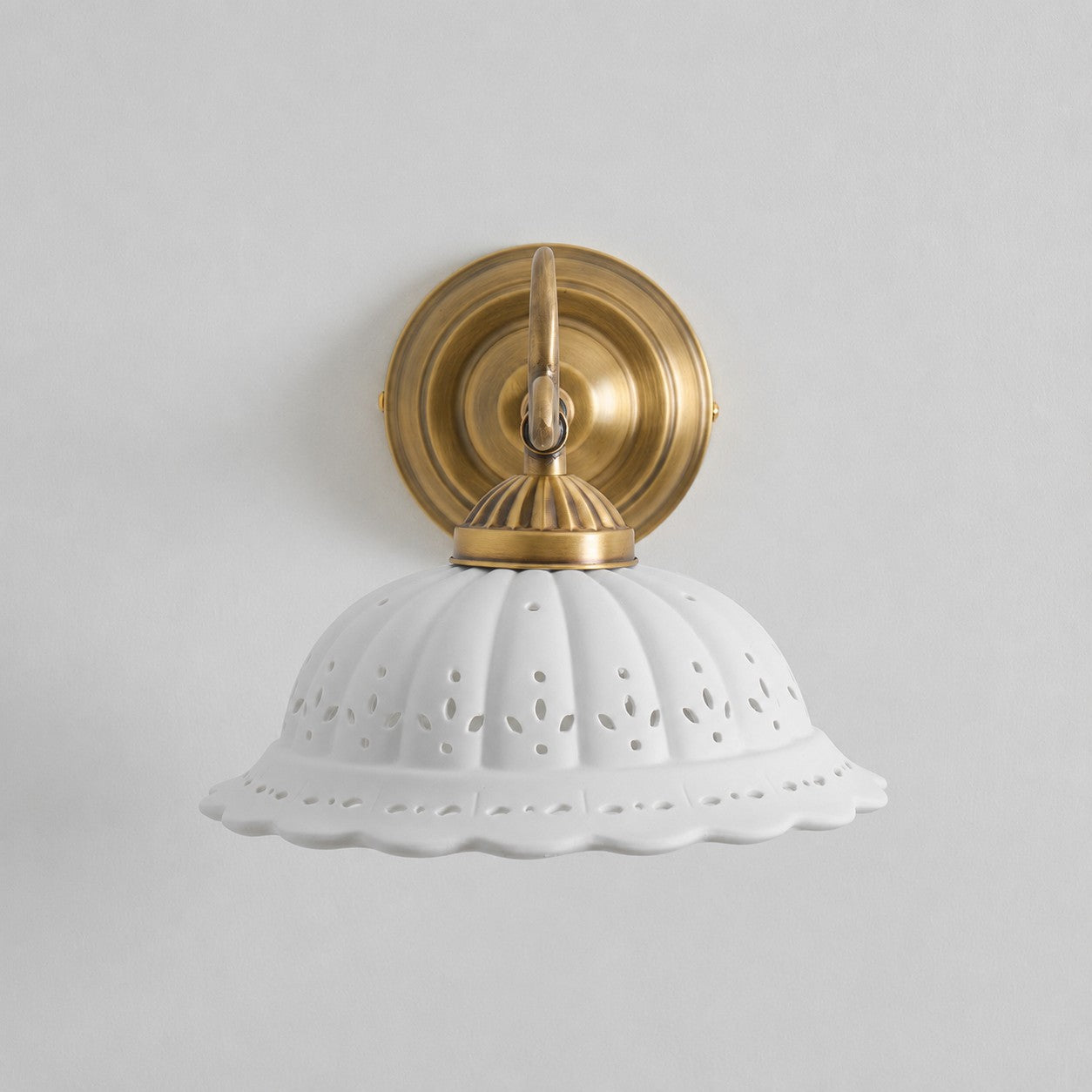 Anita Vintage Ceramic Wall Sconce with Brass Arm