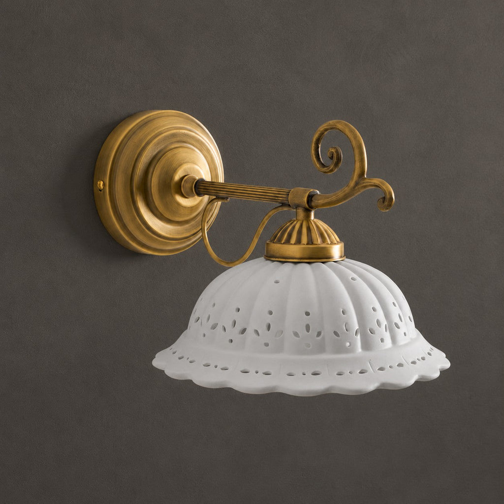 Anita Vintage Ceramic Wall Sconce with Brass Arm