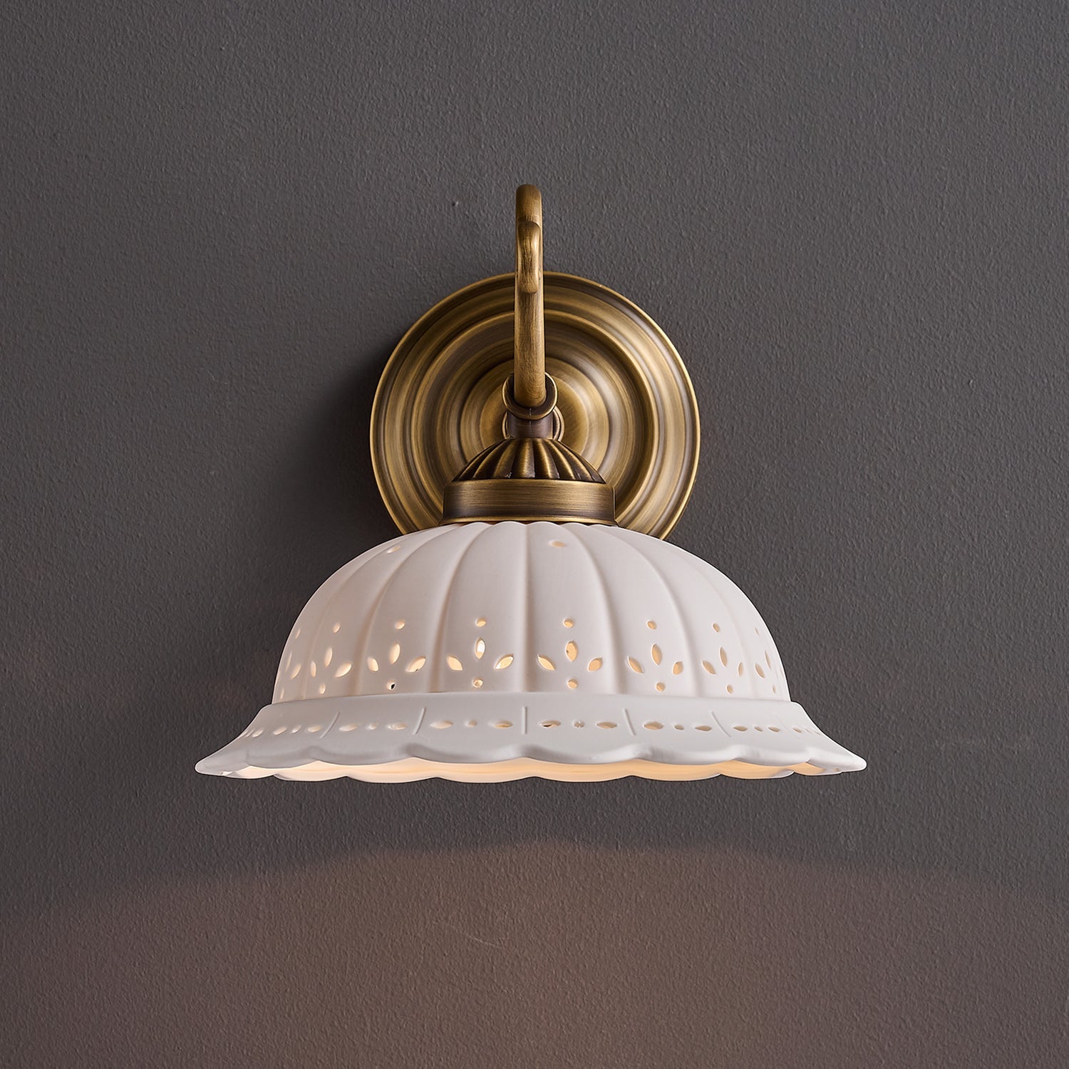 Anita Vintage Ceramic Wall Sconce with Brass Arm