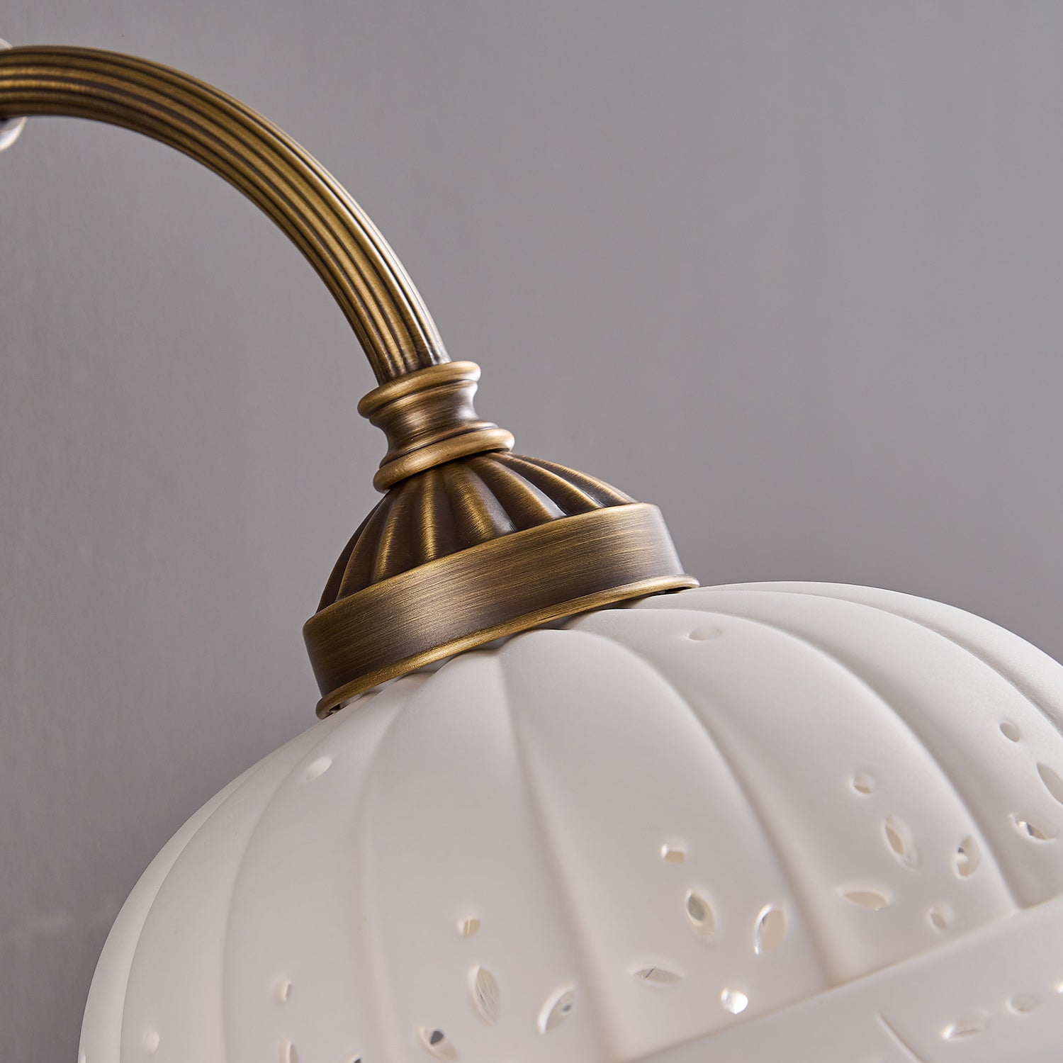 Anita Vintage Ceramic Wall Sconce with Brass Arm