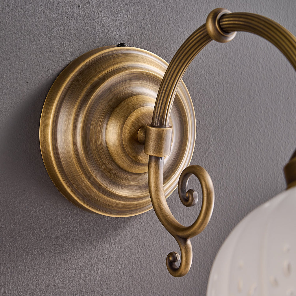 Anita Vintage Ceramic Wall Sconce with Brass Arm