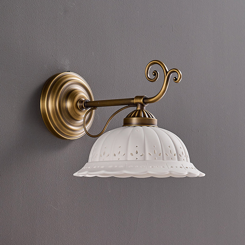 Anita Vintage Ceramic Wall Sconce with Brass Arm