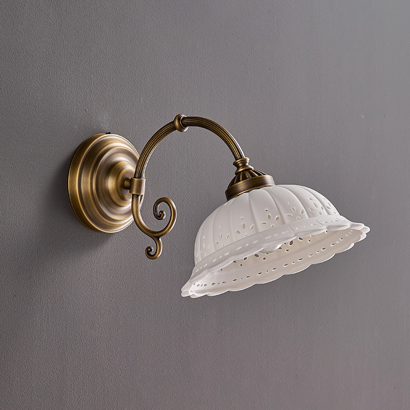 Anita Vintage Ceramic Wall Sconce with Brass Arm
